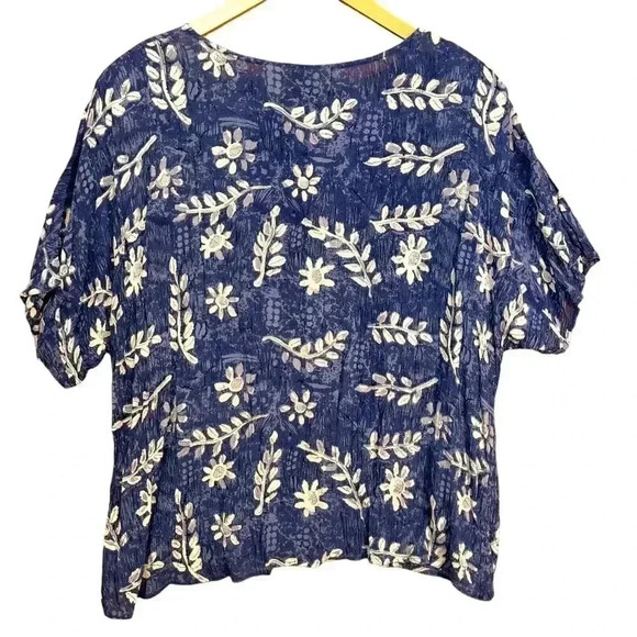 Orvis Vintage Womens Blue White Floral Rayon Short Sleeve Blouse & Skirt Size XL - Picture 2 of 7